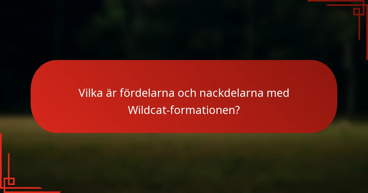 Vilka är fördelarna och nackdelarna med Wildcat-formationen?