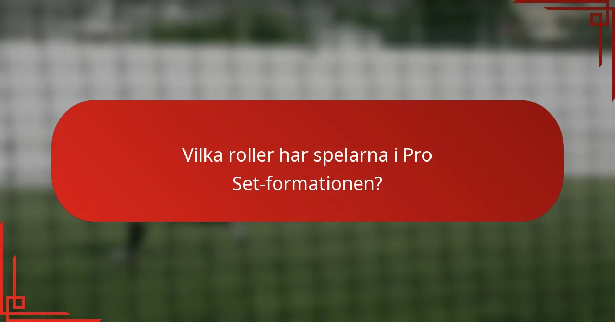 Vilka roller har spelarna i Pro Set-formationen?